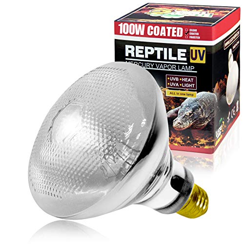 Mercury Vapor Bulb Mega-Ray 100 Watt - UVA/UVB Reptile Light With Heat ...