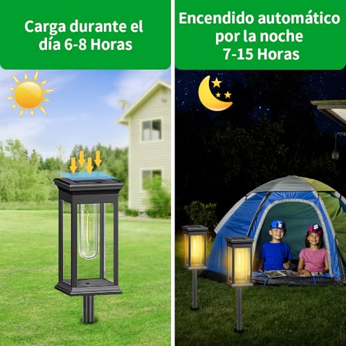 JESWO 4PCS Lamparas Solares Exterior Jardin | Automático Lámpara de Tungsteno de Alta Luminosidad, Impermeables IP65 Luces Solares para Jardin, Césped