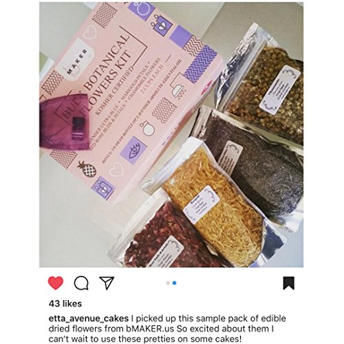 bMAKER Bulk Flower Kit Chamomile, Ultra Blue Lavender, Red Rose Buds & Petals, Marigold - 2 Cup Each Packet- Included Lavender Essential Oil