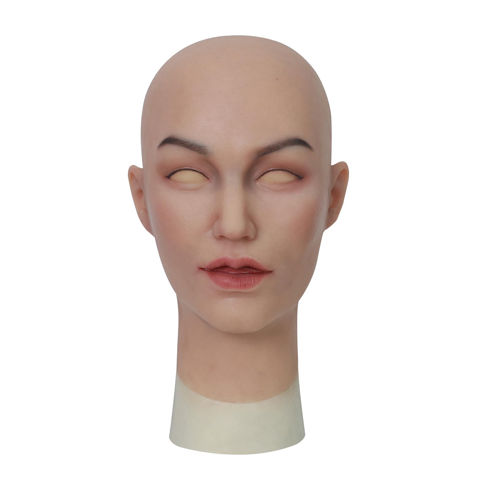 Roanyer Silicone Mask Female Face Full Head Hood Realistic Soft Fake Mask for Crossdresser Drag Queen Transgender Halloween Cosplay Costume (Ann-Caucasian)