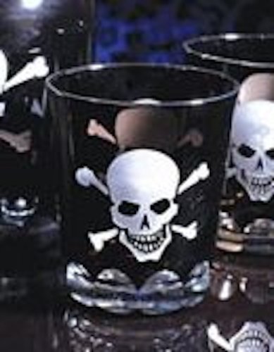 Two's Company Skellington Skull & Crossbones Glass Cup