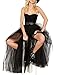 ASMAX HaoDuoYi Women Mesh Tulle High Low High Waist Tutu Princess Wedding Skirt Black
