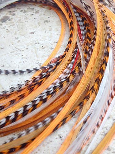 "Tiger" Collection Genuine 100% Real Bohemian Hair Feather Extensions. 13 PCS