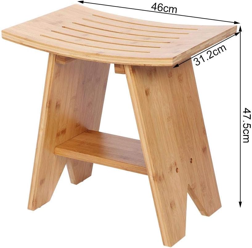 Zoternen Tabouret De Salle De Bain Antiderapant Tabouret De Douche En Bambou Naturel Banc Ergonomique En
