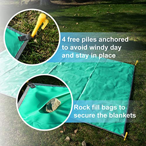 Home Queen Beach Pocket Blanket, Compact Beach Blanket for Camping, Hiking -Waterproof Sand Free Mat 78" x 55" Rug Avoid Sand Dirt - Picnic Blanket with 4 Anchor Stakes (Teal, 78 x 57 inch)