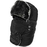 SIGGI Faux Fur Trapper Hat for Men Cotton Warm Ushanka Russian Hunting Hat