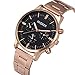 Start Men's Chic Stainless Steel Band Wrist Watch Adjustable pin buckle Watches Bracelet (Black)