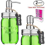 Liquid Soap Dispenser for Kitchen & Bathroom- Vintage Glass Mason Jar Stainless Steel Pump Lid Chalkboard Tag Best for Lotion Essential Oils Drink Beverage Alcohol Condiment Sanitizer (Chrome No Jars)