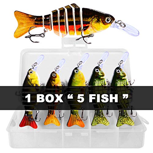 Tzutogether 5 Pièces Leurres De Pêche, Leurres De Pêche En Mer Avec 2 Crochets Aigus Super Tranchants Réaliste Coule Lentement Kit De Pêche Pour Leurres De Brochet Jaune Doré Et Poisson De Mer