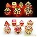 Bescon Super Glow in the Dark Metal Polyhedral Dice Set Golden and Rose, Luminous Metallic RPG Role Playing Game Dice 7pcs Set
