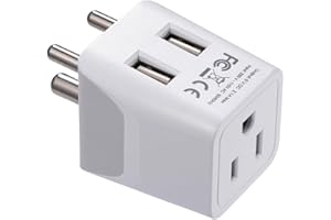 Ceptics India, Nepal, Bangladesh Travel Adapter Plug with Dual USB - Type D - Usa Input - Ultra Compact - Safe Grounded Perfect for Cell Phones, Laptops, Camera (CTU-10)