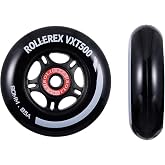 Rollerex VXT500 Inline Skate Wheels &ndash; 2-Pack (Optional Bearings, Spacers and Washers) - Durable Replacement Roller Blade Wheels for Indoor &amp; Outdoor Skating (Steel Black, 90mm)