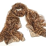 JOVANAS FASHION Leopard Animal Print Chiffon Scarf Wrap Stole Shawl (medium Brown)