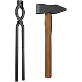 SHOMTHUN Blacksmith Tongs Set, 17 Inch Carbon Steel Forging Tongs, 2-Piece Professional Blacksmithing Tools for Beginners and Expert Craftsmen 
