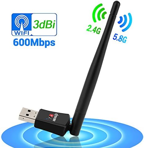 BENGIX Wireless USB Wifi Adapter Dual Band (2.4G/150Mbps+5G/433Mbps) AC600Mbps 3dBi High-gain Antenna Wifi Dongle Adaptor Network Card for PC Laptop Support Windows 10/7/8/XP/VISTA Mac OS X/Linux