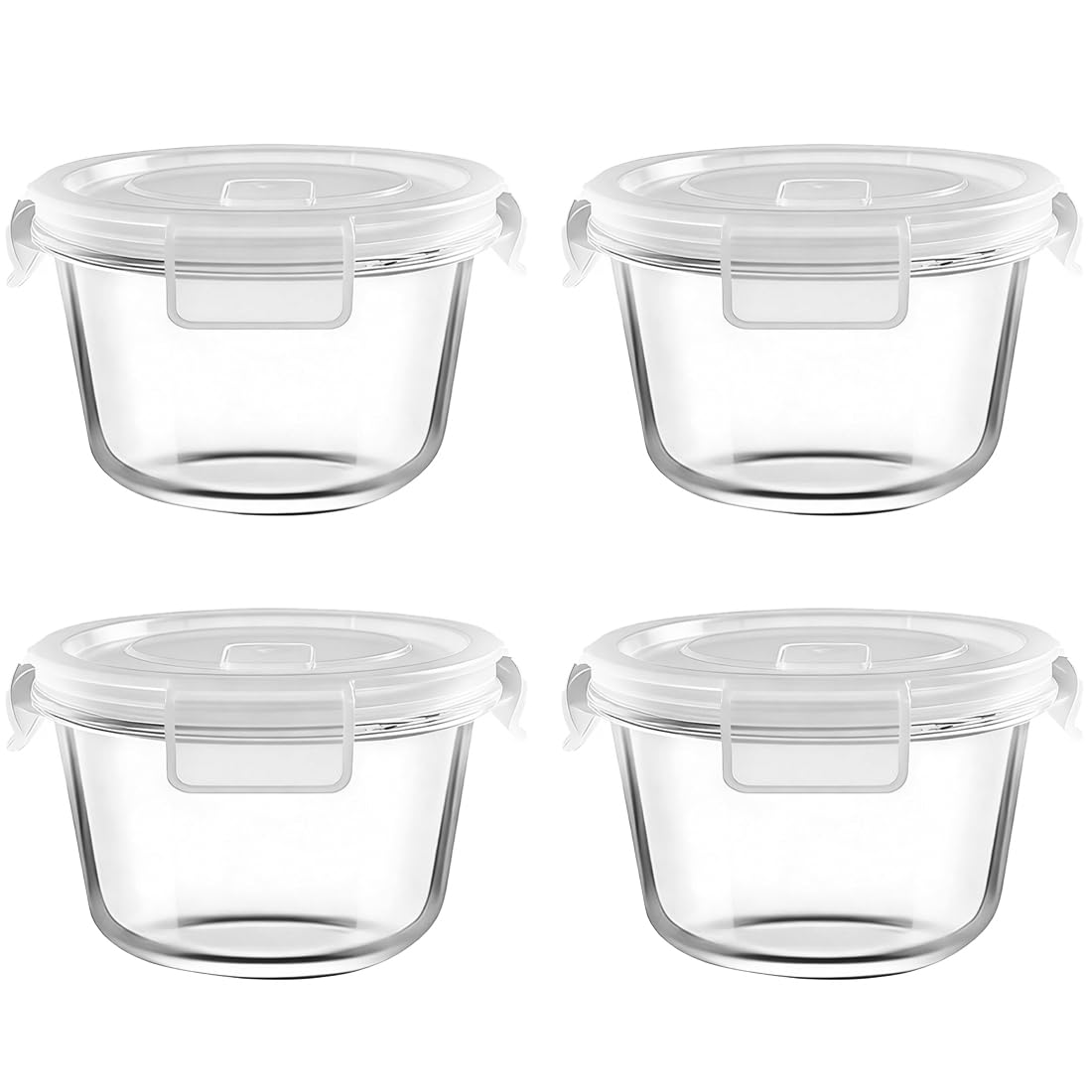 Photo 1 of ***ONLY 2 BOWLS*** H.JSS WDJS 2 Cup Round Glass Food Storage Containers with Airtight Lids,16oz Round Glass Soup Container, BPA free Small Food Storage Containers for Leftover. Microwave, Freezer, Dishwashe safe-4pack