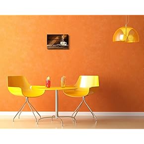 Canvas Prints Wall Art - Coffee Cup and Coffee Beans on Old Wooden Table | Modern Wall Decor/Home Art Stretched Gallery Canvas Wraps Giclee Print & Ready to Hang - 12" x 18"
