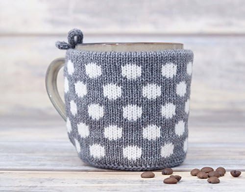 Grey Mug Warmer Coffee Cup Cozy Cup Sweater Sleeve Teacup Cover Tea Cosy Knitted Gift