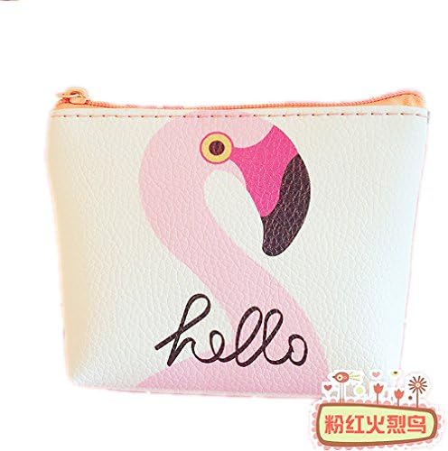 Ellabag Sweet Flamingo Pu Leather Coin Purses Women Small Wallet Ladies Change Purse Child Girl Pink Bird Strawberry Mini Zipper Pocket 2