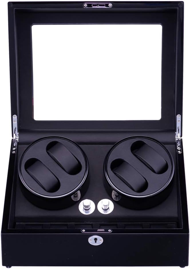 Automatic Watch Winder New Version 4+6 Wooden Watch Box Watches Storage Luxury(Color : Outer Black+Inner Black 4+6) …