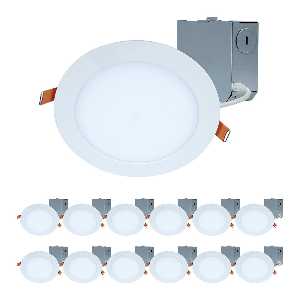 HALO HLBE 6-Inch Slim Canless Recessed Downlight for New Construction/Remodel 3000K Fixed CCT- Contractor 12-Pack HLBE6099301EMWR-12PK