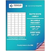 Premium Label Supply White Sticker Barcode Labels – 1.5" x 1" – Laser/Inkjet Compatible – (50 per Sheet), 25 Sheets – 1250 Total Adhesive Labels