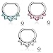 Cz 14g or 16g Septum Clicker Ring 316L Stainless Steel - Choose Clear, Pink or Aqua