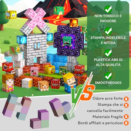 Costruzioni Magnetiche per Bambini 150 PCS 2CM 3+ Giochi Cubi Magnetici, Blocchi Building Blocks Giocattoli Montessori a Partire da 3 4 5 6 7 8 9 10 11 12 Anni Regali di Compleanno per Ragazzi