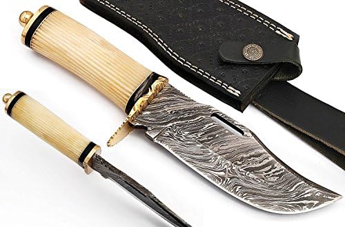 G-1050 Handmade Damascus Bowie Knife 11 Inches Made for Hunting. Stylish Handle in Different Choices is Available (with Sheath)