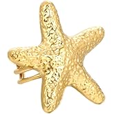 Vintage Starfish Statement Adjustable Ring for Women Gold Plated Stainless Steel Ocean Seashell Sea Star Open Finger Rings Comfort Fit Summer Holiday Fashion Jewelry