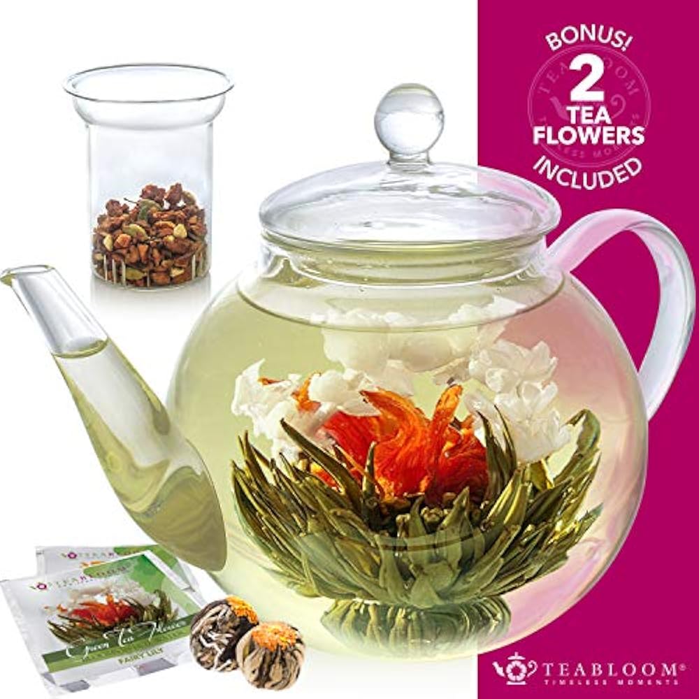 Teabloom Teapot Coffee & Tea Gifts Gift Set &ndash Stovetop Safe Glass