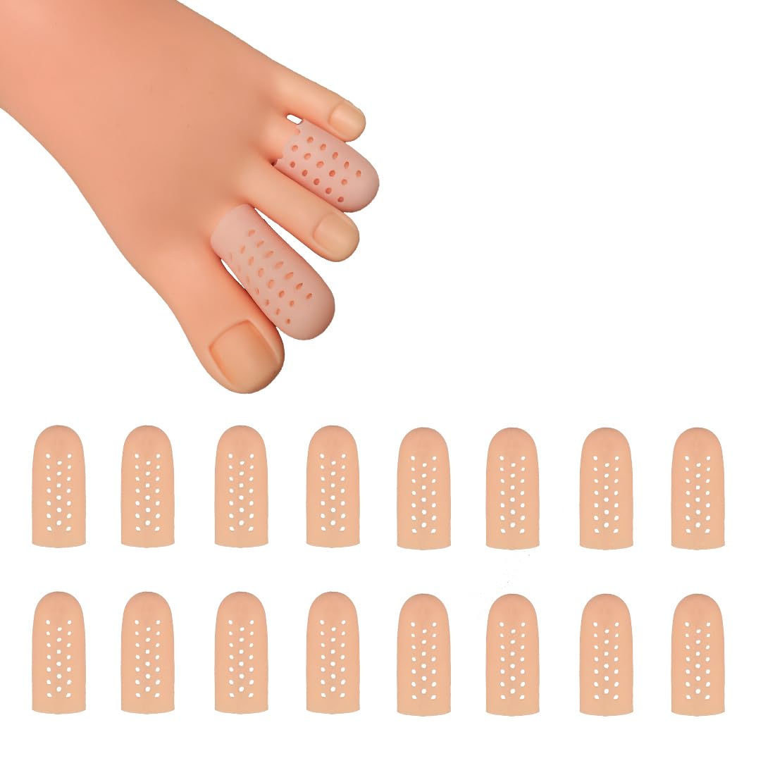 Photo 1 of 16 Pieces Breathable Toe Caps, Toe Protector, Toe Covers Sleeves with Holes, Protect Toe from Rubbing, Ingrown Toenails, Corns, Blisters, Toenail Loss and Other Painful Toe Problems