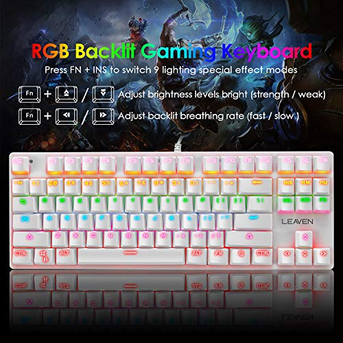 Wired Gaming Keyboard and Mouse Combo,87 Keys Compact Rainbow Backlit Keyboard,RGB Backlit 6400 DPI Lightweight Gaming… - Image 2