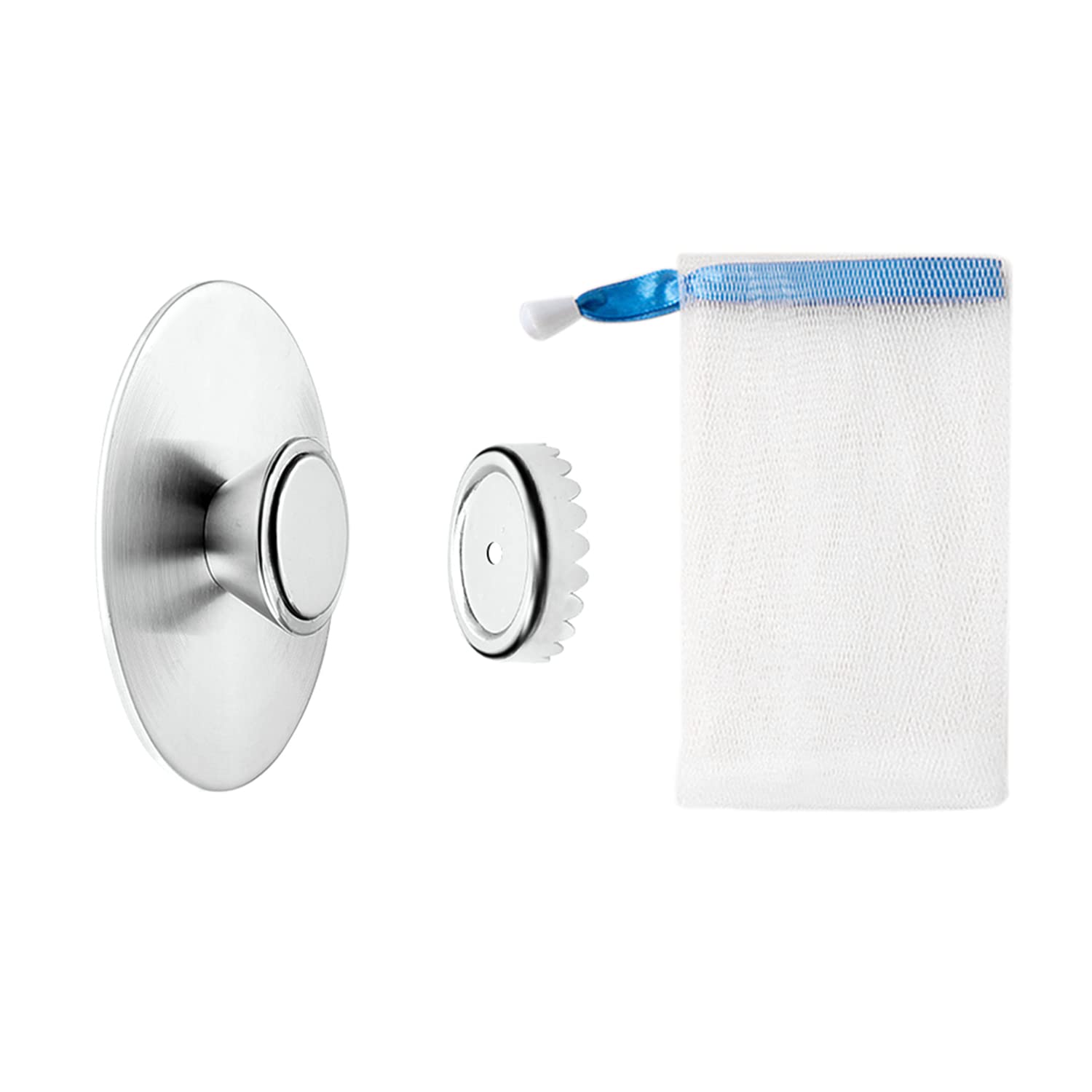NINVVS Magnetic soap holder, and a mesh bag, soap holder, stainless steel magnetic soap holder, wall installation, bathroom,20cm