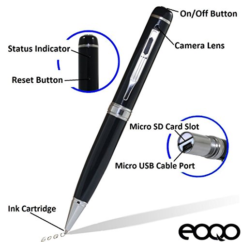 eoqo 1080p HD Hidden Camera Pen Bundle 16GB SD Micro Card + USB Card Reader + Updated Battery + USB Plug! - Record Executive Multifunction DVR - Thumbnail 2