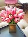 DECORA 10Pcs/Bag PU Holland Mini Tulip Artificial Flower Real Touch for Wedding,Room,Home,Hotel,Party Decoration (Double Pink)