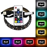 AveyLum LED Strip USB 1M / 3.28ft Waterproof RGB LED Stripes TV Monitor Background LED Rope Light 5050 SMD LED Backlight with IR Remote