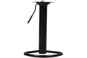 Toyvian Bar Stool Replacement Base with Integrated Footrest, 10x10cm Swivel Post Riser, Black Metal Barstool