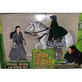 ToyBiz Year 2001 The Lord of the Rings Movie Series The Fellowship of the Ring Deluxe Horse and Rider Set - Arwen with Light-Up Evenstar and Wounded Frodo on Horse, Asfaloth with Galloping Action