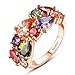 BAMOER Rose Gold Plated Austrian Crystal Promise Ring for Girls Women Size 7