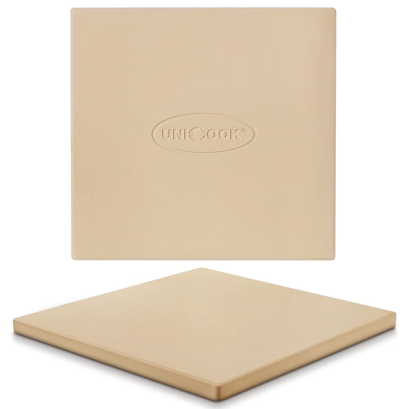 Photo 1 of Unicook Pizza Stone for Oven and Grill, 12 inch Square Bread Baking Stone, Cordierite Baking Pan, Thermal Shock Resistant, Making Crispy Crust Pizzas, Bread, Cookie and More