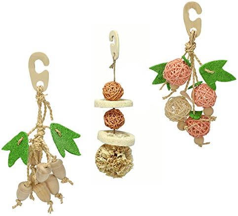 Sanko Natural Bird Chewing Toys Bundle: Acorn, Ball and Fruits (B01)