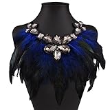XY Fancy Teardrop Crystal Feather Bib Pendant Ribbon Chain Women Fancy Party Necklace