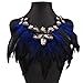 XY Fancy Teardrop Crystal Feather Bib Pendant Ribbon Chain Women Fancy Party Necklace