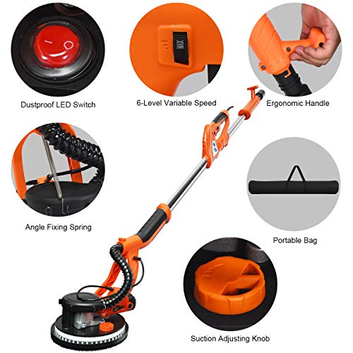 Goplus Drywall Sander, 750W Telescopic Electric Sander Machine w/Dust