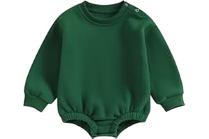 Gueuusu Newborn Warm Sweatshirt Romper Baby Boy Girl Solid Crewneck Long Sleeve Fleece Sweater Bodysuit Thick Winter Clothes