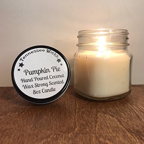 Pumpkin Pie Scented Hand Poured Mason Jar Coconut All Natural Wax Candle by Tennessee Wicks