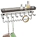 mDesign Steel Wall Mount Bedroom Closet Jewelry Storage Organizer Rack with 8 Hooks/Basket - Decorative Hanger Holder for Necklace, Bracelet, Belt, Accessories - Concerto Collection, Bronze