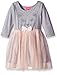 Pinky Pink Little Girls' Long Sleeve Knit To Mesh Dress with Kitty