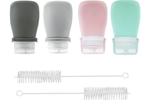 TACYKIBD 4Pcs Squeeze Salad Dressing Bottles, Leakproof Mini Sauce Condiment Bottles and Portable Dressing for Lunch with Bandage, Salad Dressing to Go Container with 2Pcs Cleaning Brush (60ml)